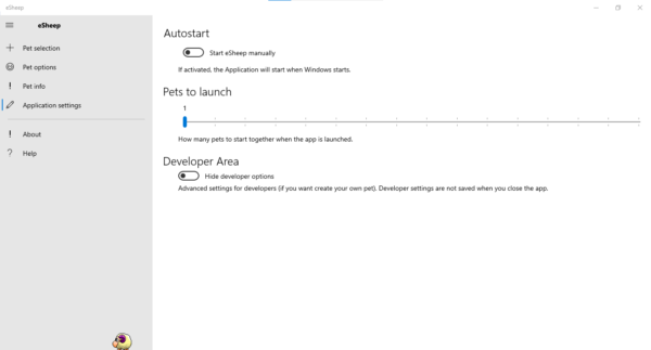 Ajustes de la aplicación eSheep