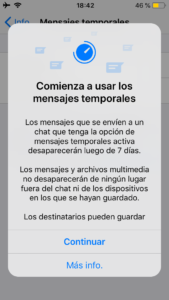 Mensajes temporales de WhatsApp