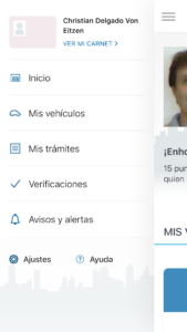 Menú de la app de miDGT