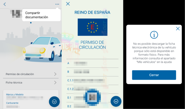 Ficha técnica de los vehículos en la app de permiso de conducir en el móvil