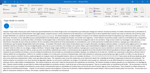 Scam por correo electrónico: extorsiones o amenazas